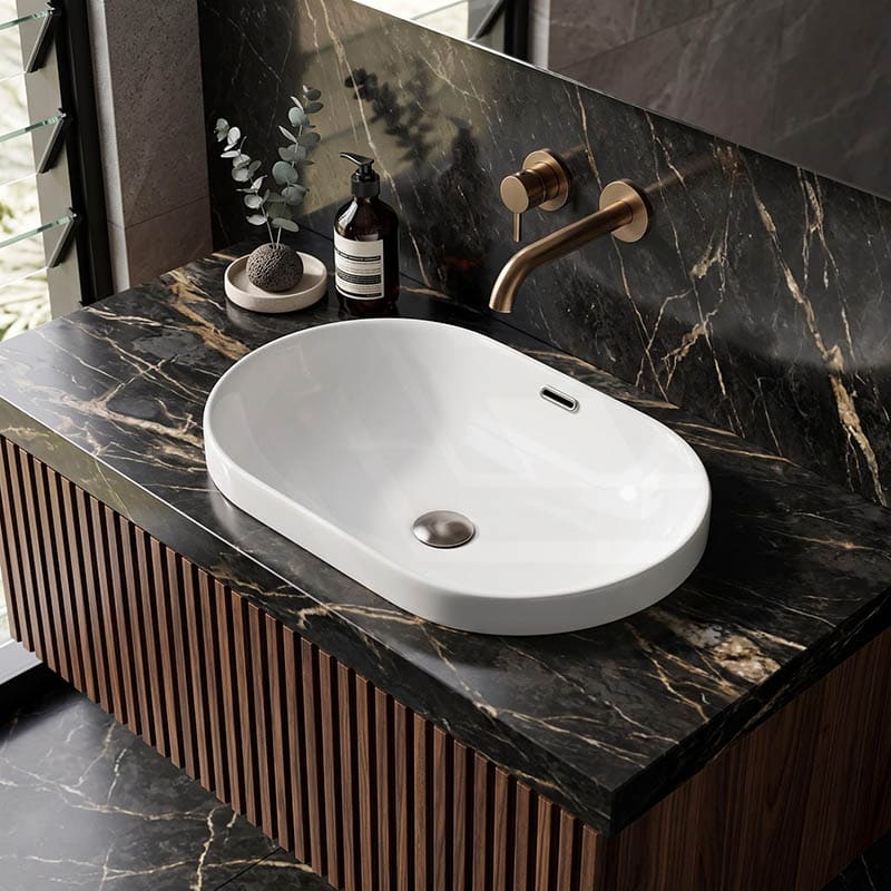 Inset Ceramic Oval Basin 605x405x180mm - Gloss White