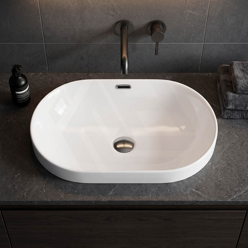 Inset Ceramic Oval Basin 605x405x180mm - Gloss White
