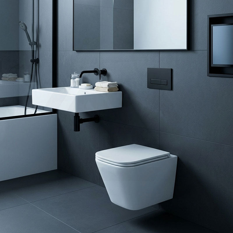 ENOX Rimless Wall Hung Toilet Pan Only With VORTEX Flushing Technology For Bathroom 490x340x350mm