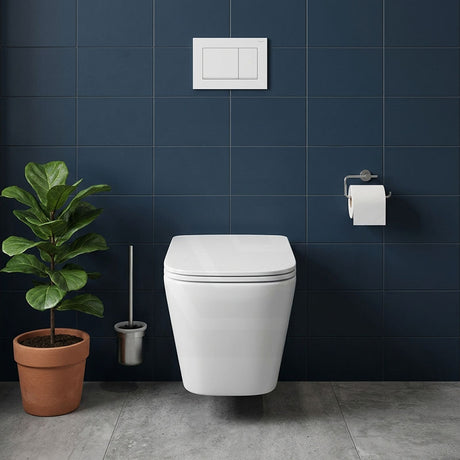 ENOX Rimless Wall Hung Toilet Pan Only With VORTEX Flushing Technology For Bathroom 490x340x350mm