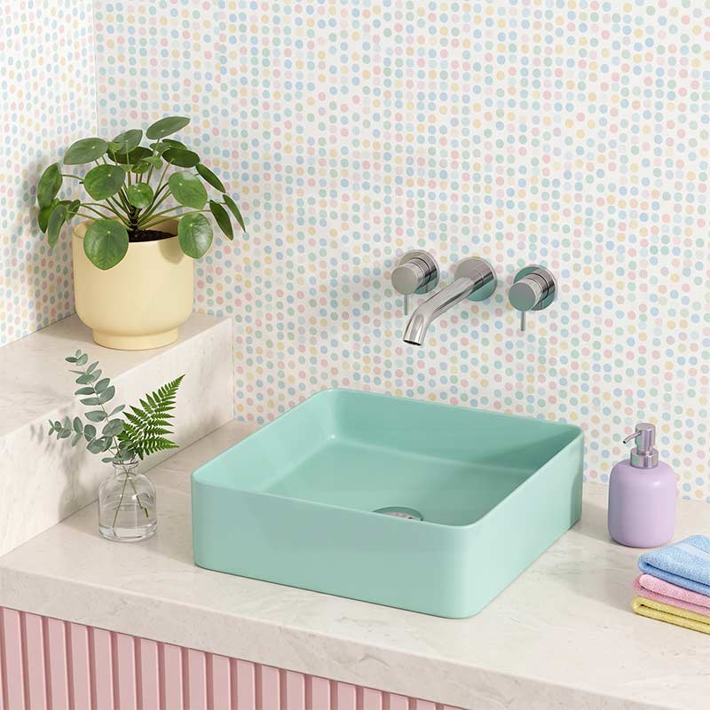 Square Above Counter Top Ceramic Basin Wash Basin 360x360x110mm - Variant Colour