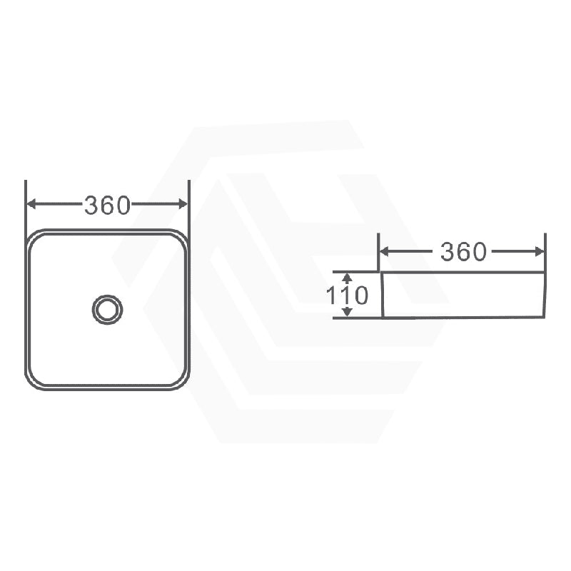 360x360x110mm Square Above Counter Top Ceramic Basin Wash Basin In Various Colour