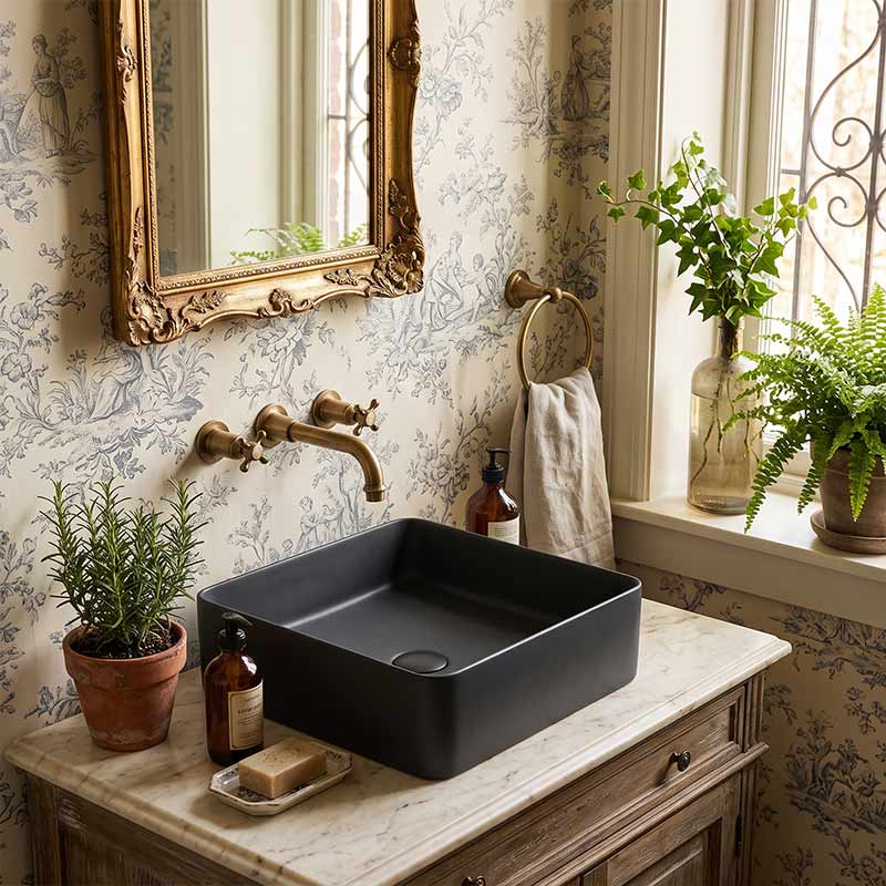 Square Above Counter Top Ceramic Basin Wash Basin 360x360x110mm - Variant Colour