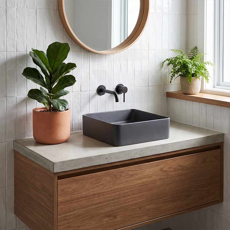 Square Above Counter Top Ceramic Basin Wash Basin 360x360x110mm - Variant Colour