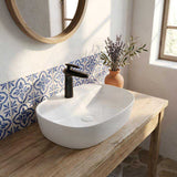 Chur Oval Above Counter Ceramic Basin 600x400x120mm - Gloss White