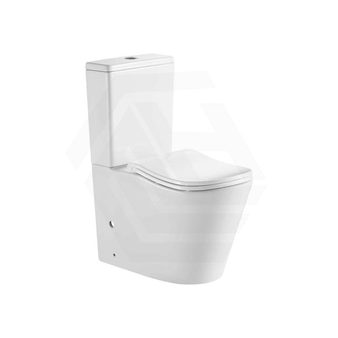 FIFA Back to Wall Rimless Tornado Toilet Suite with Ergonomic Curved Seat 670x390x860mm - Gloss White
