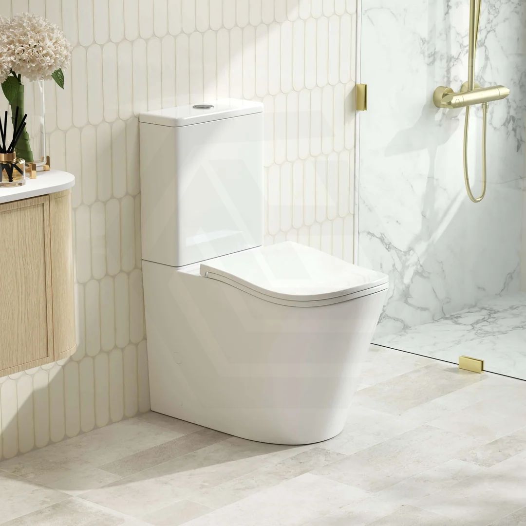 FIFA Back to Wall Rimless Tornado Toilet Suite with Ergonomic Curved Seat 670x390x860mm - Gloss White