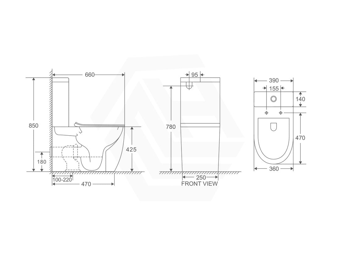 Hani Back To Wall Ceramic Toilet Suite Rimless 660x360x850mm - Gloss White