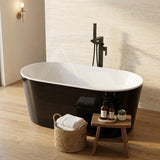 ISEO Acrylic Ultra-Slim Freestanding Oval Bathtub NO Overflow 1500x750x590/1700x800x590mm - Gloss White/Gloss Black & White