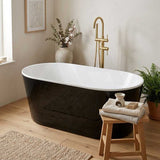 ISEO Acrylic Ultra-Slim Freestanding Oval Bathtub NO Overflow 1500x750x590/1700x800x590mm - Gloss White/Gloss Black & White