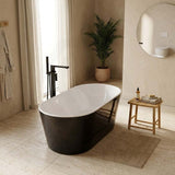 ISEO Acrylic Ultra-Slim Freestanding Oval Bathtub NO Overflow 1500x750x590/1700x800x590mm - Gloss White/Gloss Black & White