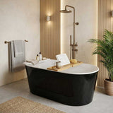 ISEO Acrylic Ultra-Slim Freestanding Oval Bathtub NO Overflow 1500x750x590/1700x800x590mm - Gloss White/Gloss Black & White