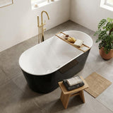 ISEO Acrylic Ultra-Slim Freestanding Oval Bathtub NO Overflow 1500x750x590/1700x800x590mm - Gloss White/Gloss Black & White