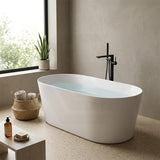 ISEO Acrylic Ultra-Slim Freestanding Oval Bathtub NO Overflow 1500x750x590/1700x800x590mm - Gloss White/Gloss Black & White