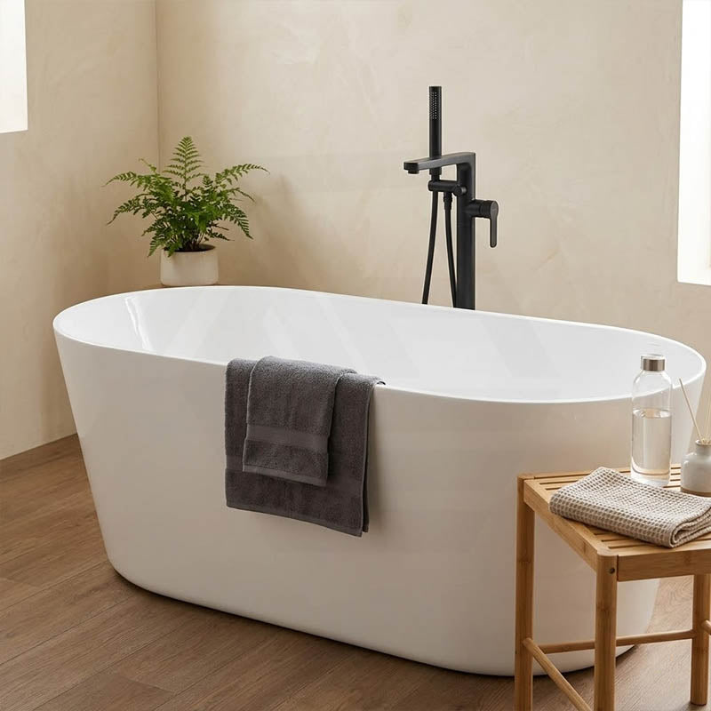 ISEO Acrylic Ultra-Slim Freestanding Oval Bathtub NO Overflow 1500x750x590/1700x800x590mm - Gloss White/Gloss Black & White
