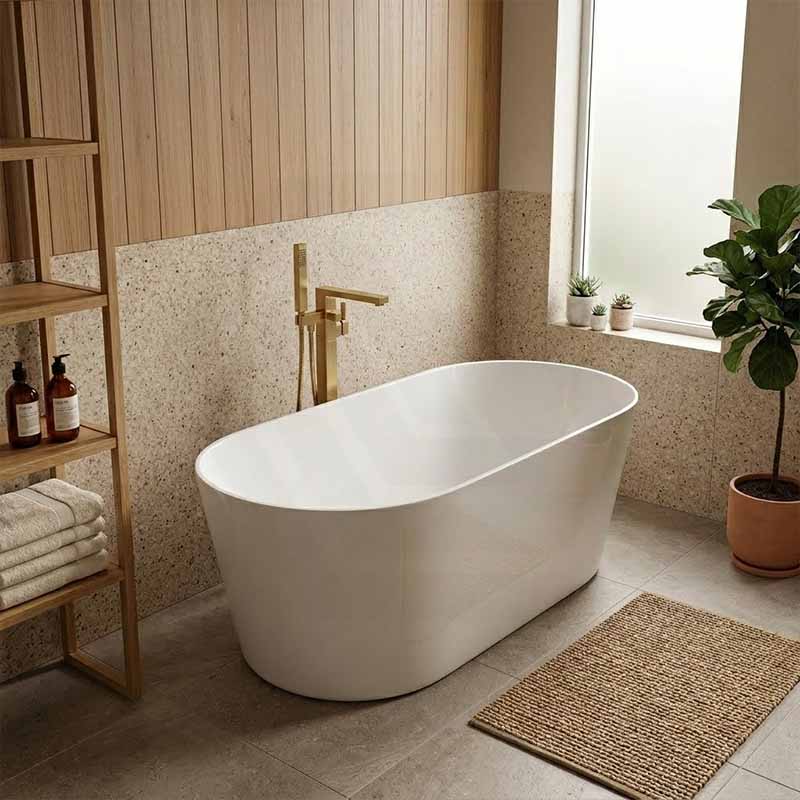 ISEO Acrylic Ultra-Slim Freestanding Oval Bathtub NO Overflow 1500x750x590/1700x800x590mm - Gloss White/Gloss Black & White