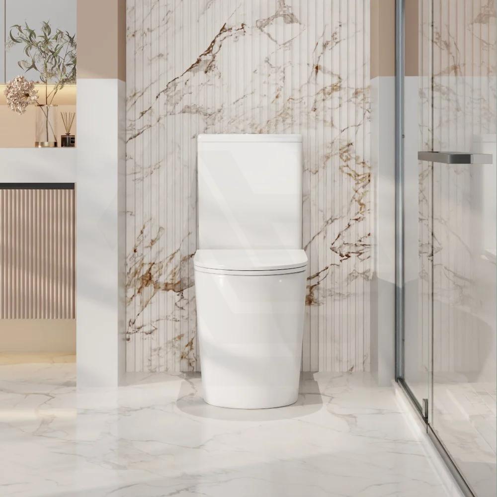London Rimless Back to Wall Toilet Suite 620x370x820mm - Gloss White