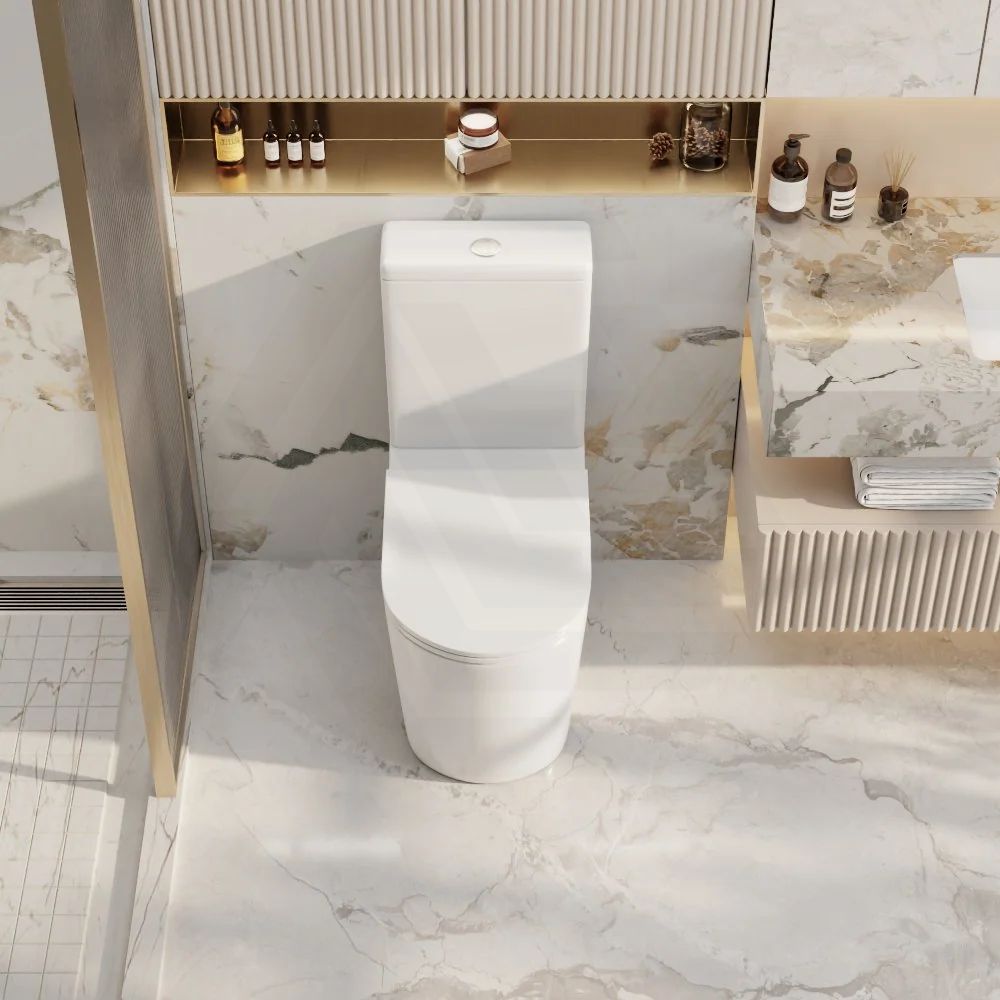 London Rimless Back to Wall Toilet Suite 620x370x820mm - Gloss White