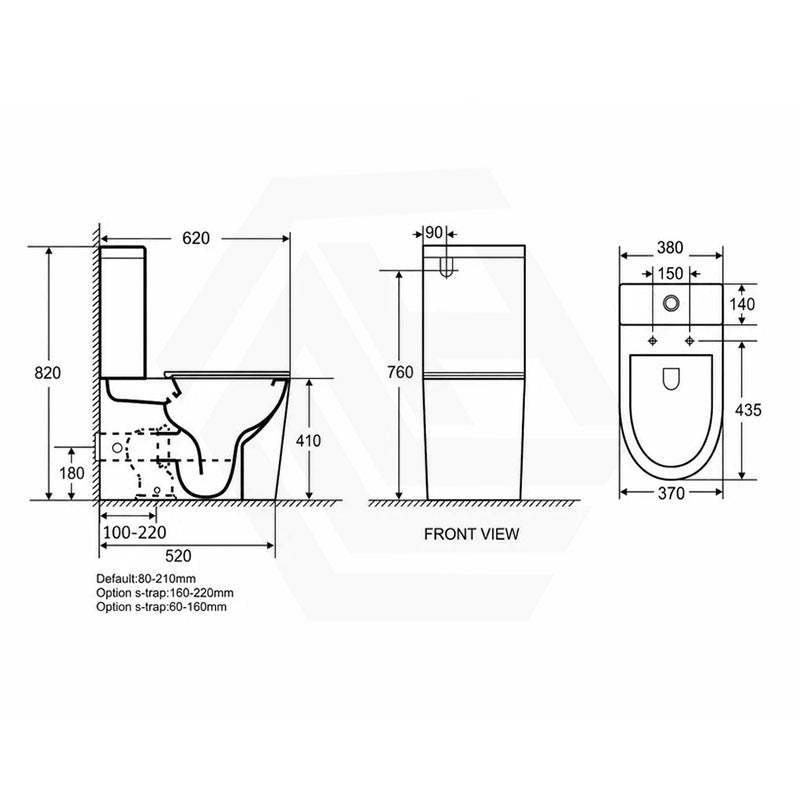 London Rimless Back to Wall Toilet Suite 620x370x820mm - Gloss White