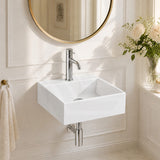 Mini Rectangle Ceramic Wall Hung Basin 330x290x110mm - Gloss White