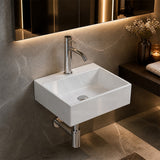 Mini Rectangle Ceramic Wall Hung Basin 330x290x110mm - Gloss White