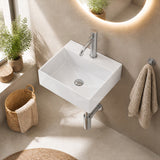 Mini Rectangle Ceramic Wall Hung Basin 330x290x110mm - Gloss White