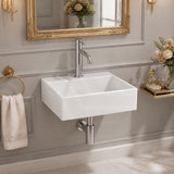Mini Rectangle Ceramic Wall Hung Basin 330x290x110mm - Gloss White