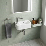 Mini Rectangle Wall Hung Ceramic Basin Left or Right Tap Hole Available 375x245x135mm - Gloss White