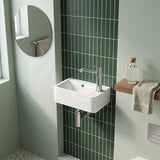 Mini Rectangle Wall Hung Ceramic Basin Left or Right Tap Hole Available 375x245x135mm - Gloss White