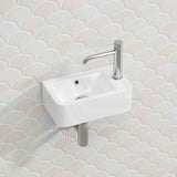 Mini Rectangle Wall Hung Ceramic Basin Left or Right Tap Hole Available 375x245x135mm - Gloss White