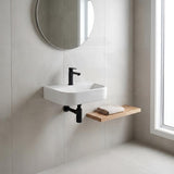 Mini Rectangle Wall Hung Ceramic Basin 380x245x80mm - Gloss White
