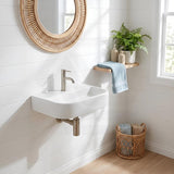 Mini Rectangle Wall Hung Ceramic Basin 380x245x80mm - Gloss White