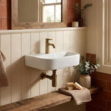 Mini Rectangle Wall Hung Ceramic Basin 380x245x80mm - Gloss White