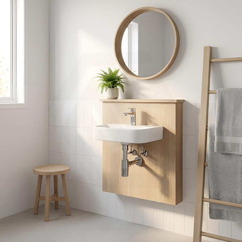Mini Rectangle Wall Hung Ceramic Basin 380x245x80mm - Gloss White