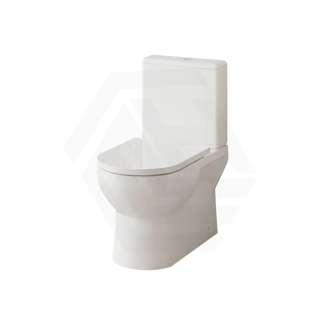 Moi Back to Wall Rimless Flushing Ceramic Toilet Suite Soft Close Seat 665x390x860mm - Gloss White