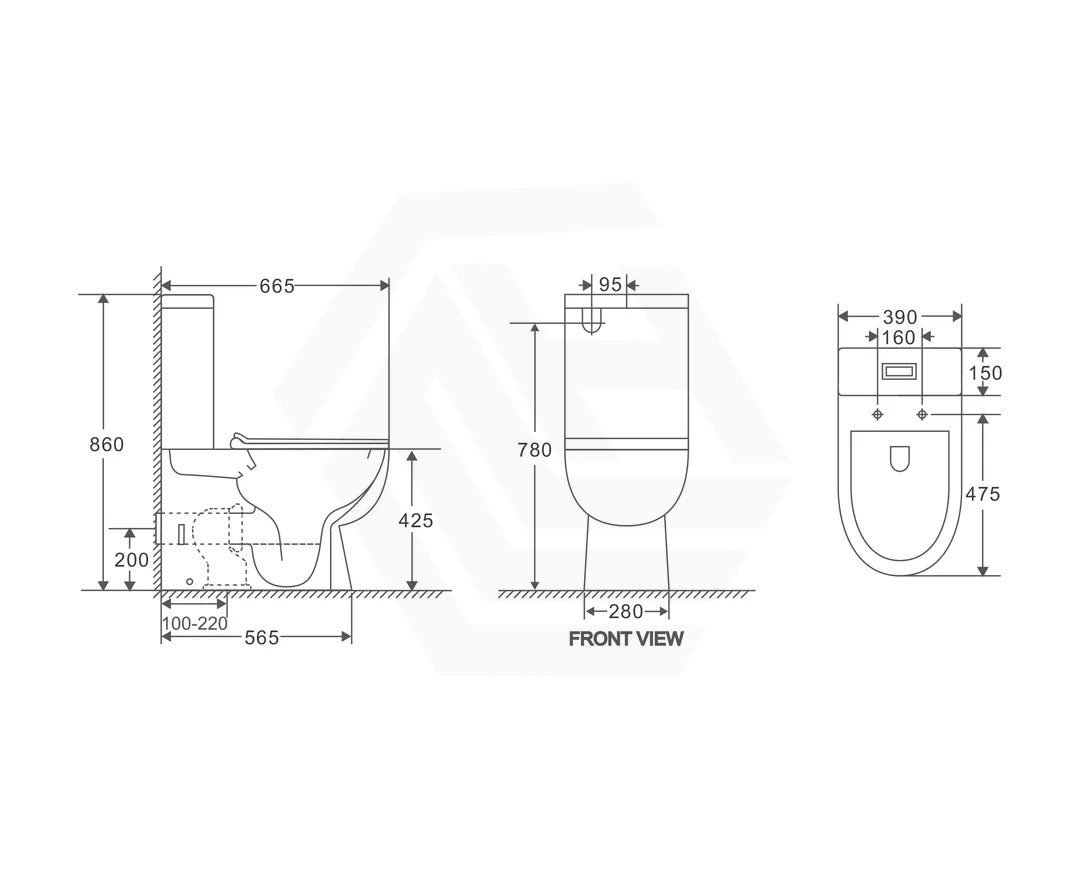 Moi Back to Wall Rimless Flushing Ceramic Toilet Suite Soft Close Seat 665x390x860mm - Gloss White