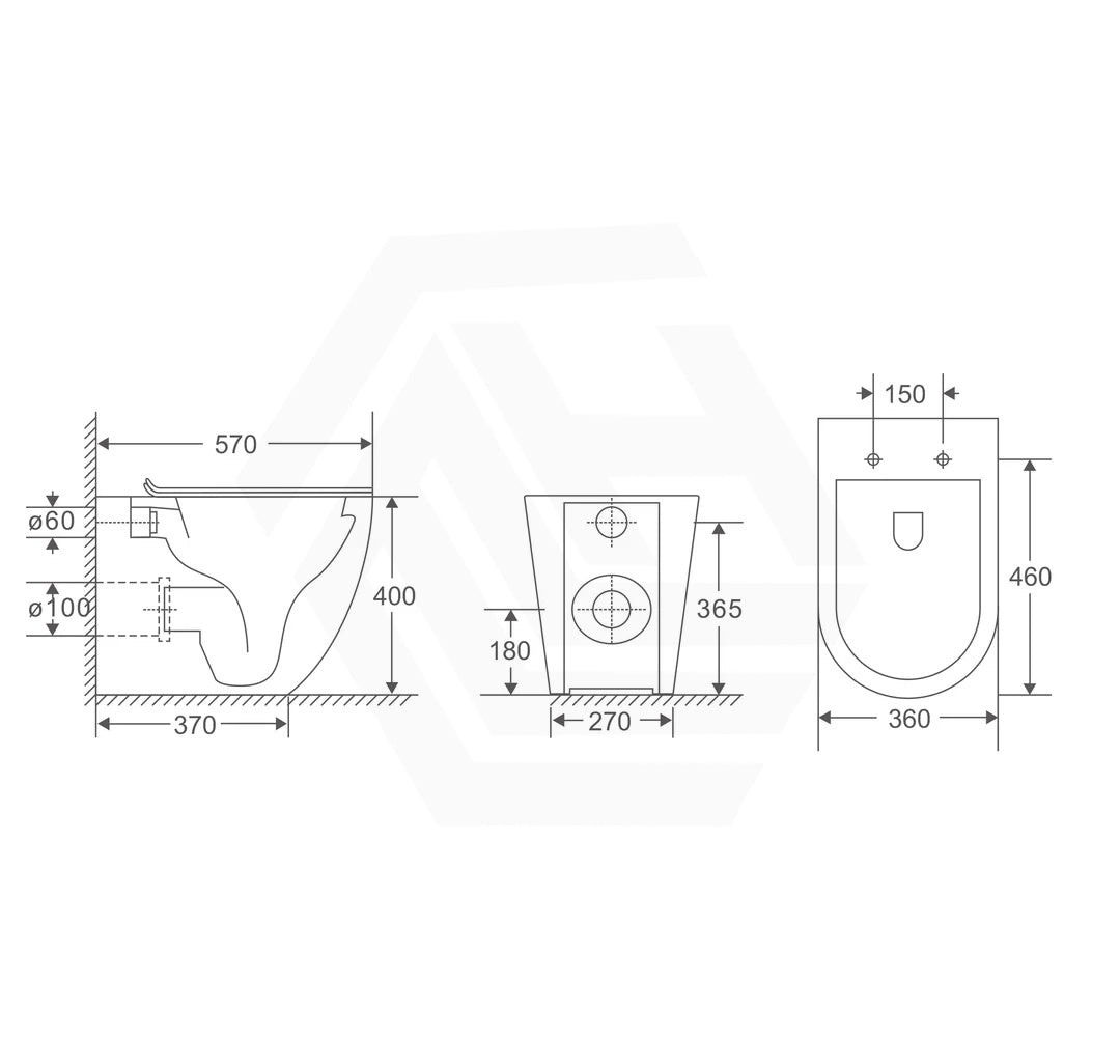 Norton99 Bathroom Toilet Wall Floor Faced Pan Only With Tornado Rimless Flushing Technology 570x360x400mm - Variant Colour