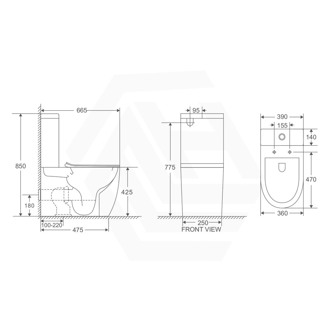 Norton Tornado Rimless Ceramic Back to Wall Toilet Suite 665x390x850mm - Variant Colour