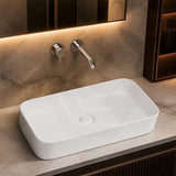 Rectangle Above Counter Top Ceramic Basin 550x390x120mm - Gloss White