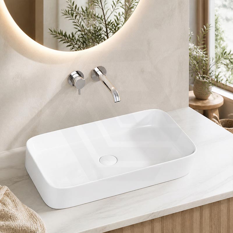 Rectangle Above Counter Top Ceramic Basin 550x390x120mm - Gloss White