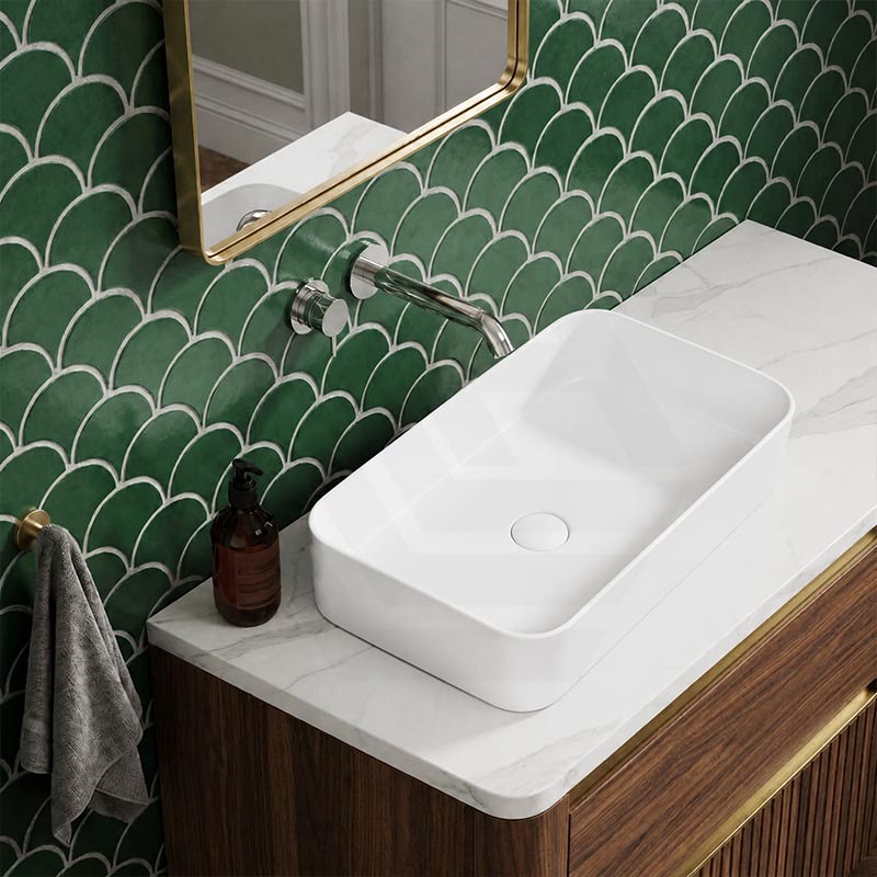 Rectangle Above Counter Top Ceramic Basin 550x390x120mm - Gloss White