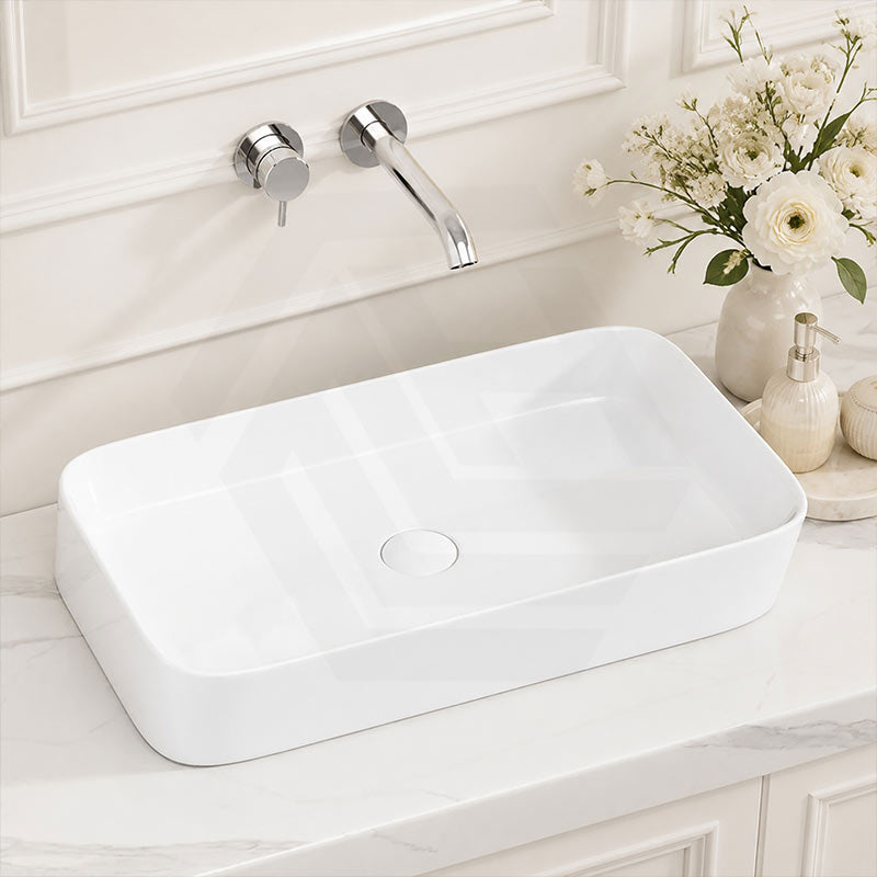 Rectangle Above Counter Top Ceramic Basin 550x390x120mm - Gloss White