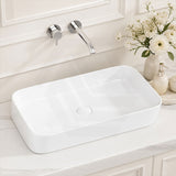 Rectangle Above Counter Top Ceramic Basin 550x390x120mm - Gloss White