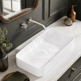 Rectangle Above Counter Top Ceramic Basin 550x390x120mm - Gloss White