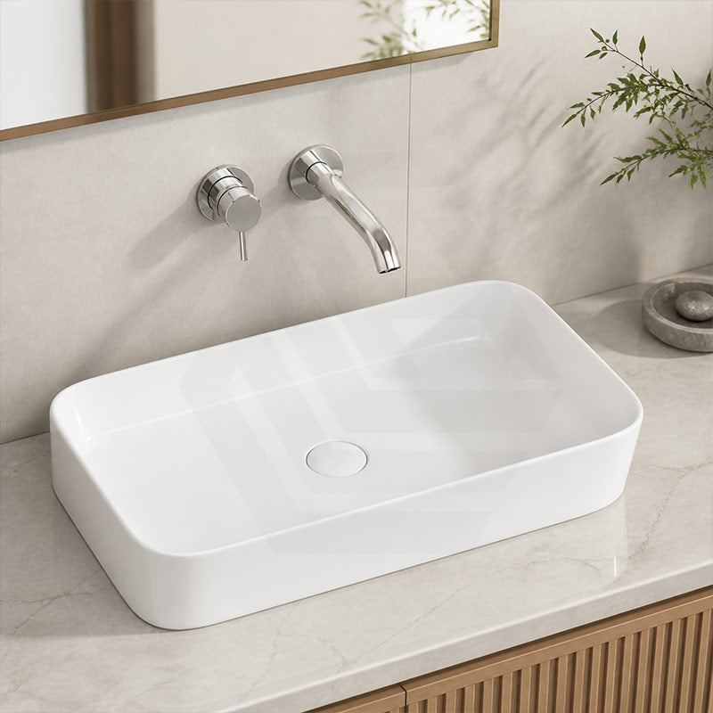 Rectangle Above Counter Top Ceramic Basin 550x390x120mm - Gloss White