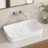 Rectangle Above Counter Top Ceramic Basin 550x390x120mm - Gloss White