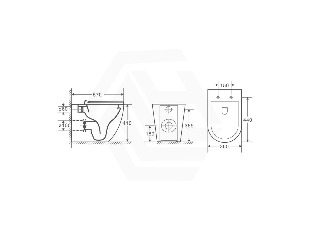 Raul99 Bathroom Toilet Wall Floor Faced Pan Only With Rimless Flushing 570x360x410mm - Gloss White