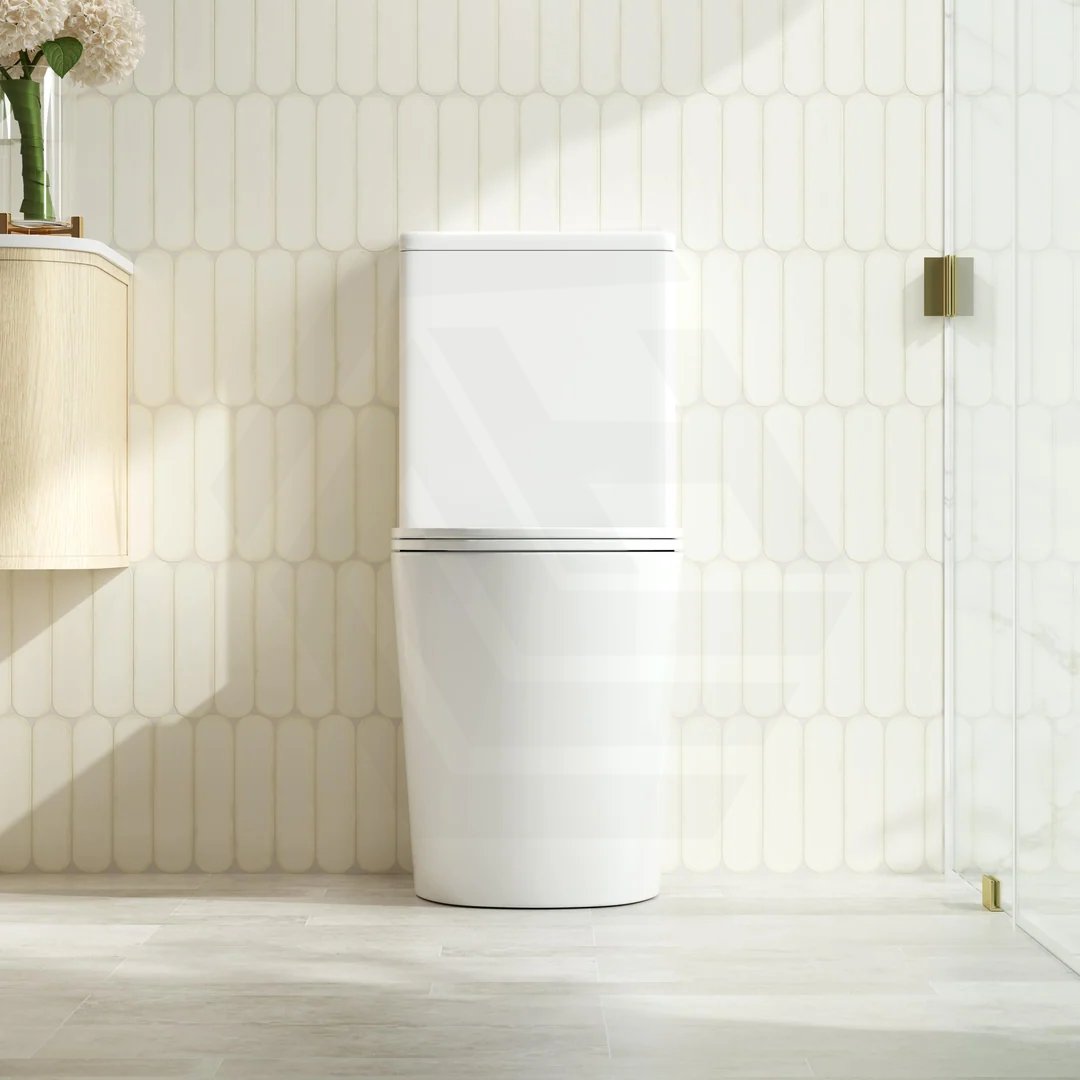 RIVO Rimless Tornado Back to Wall Toilet Suite Compact Design 615x390x840mm - Gloss White