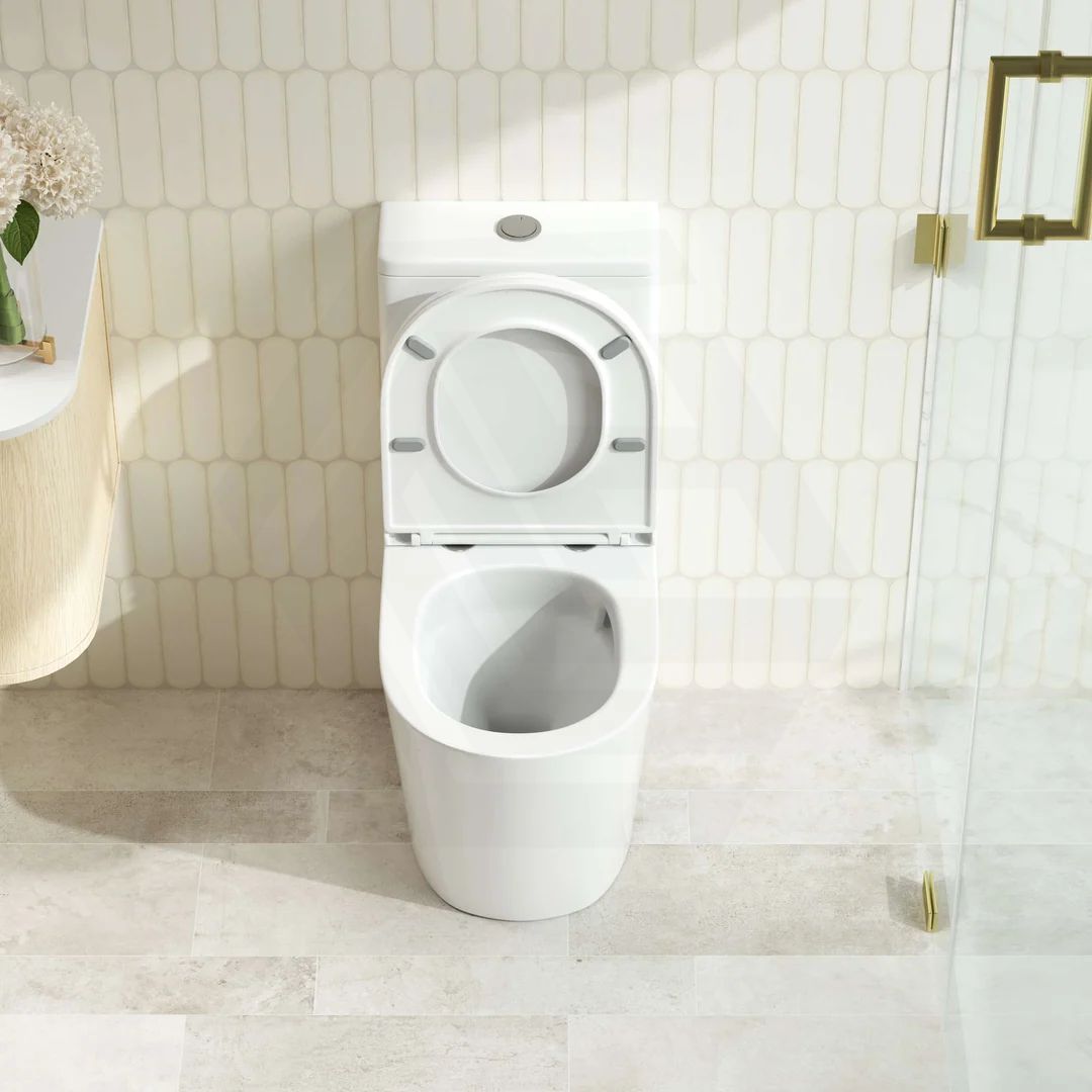 RIVO Rimless Tornado Back to Wall Toilet Suite Compact Design 615x390x840mm - Gloss White