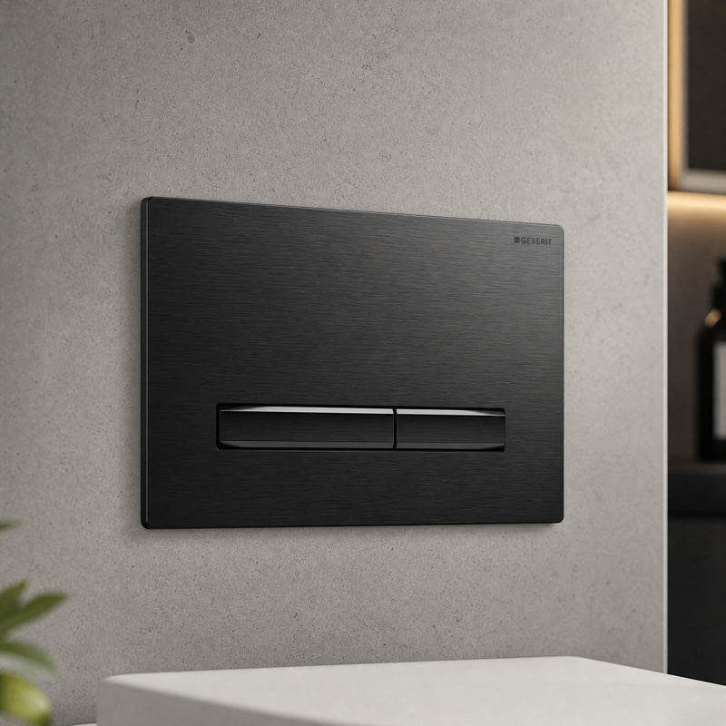 Geberit Sigma50 Toilet Button 115.671.QD.2 Fingerprint Resistant for Concealed Cistern 246x164x15mm - Brushed Black Chrome